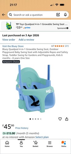Bluey growable swing - bluey, 4-in-1