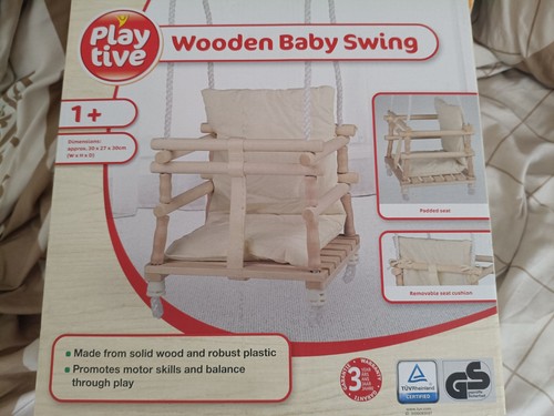 Playlive wooden baby swing - wooden,